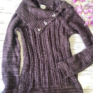 Purple Knit Sweater w/ Button Detail